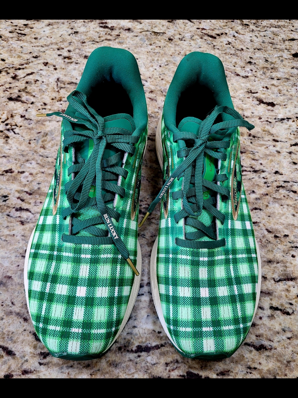 Women's Green Plaid Athletic Sneakers - Lace-Up Comfort